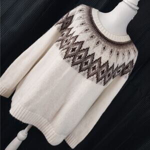 NWOT! OLD NAVY! CREAM W/TAN & TAUPE BROWN SKI STYLE WOOL BLEND SWEATER! SZ L